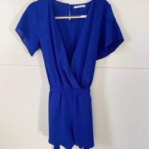 Reoria blue front tie romper